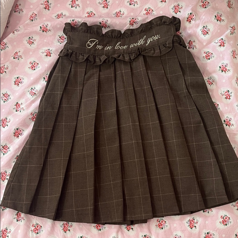 Ank Rouge Ryousangata Girly Kei Brown Plaid Women's Skirt